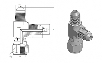 Тройник JIC 1.5/8"-12 (Ш-Ш-Г)