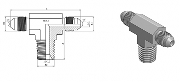 Тройник ввертной T-образный JIC 1/2"-NPT 1/8"-JIC 1/2"