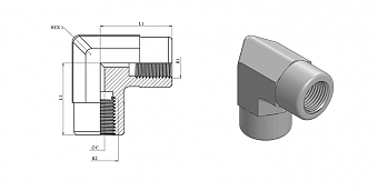 Угольник 90° с внутренней резьбой BSP 1/4"