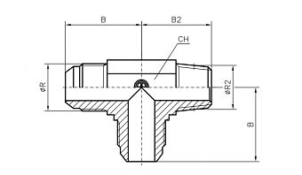 Тройник ввертной L-образный JIC 7/8"-JIC 7/8"-NPT 3/4"