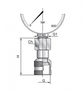 Адаптер под манометр BSP 1/2"-M16x2.0