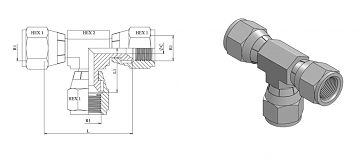 Тройник JIC 1.1/16"-12 (Г-Г-Г)